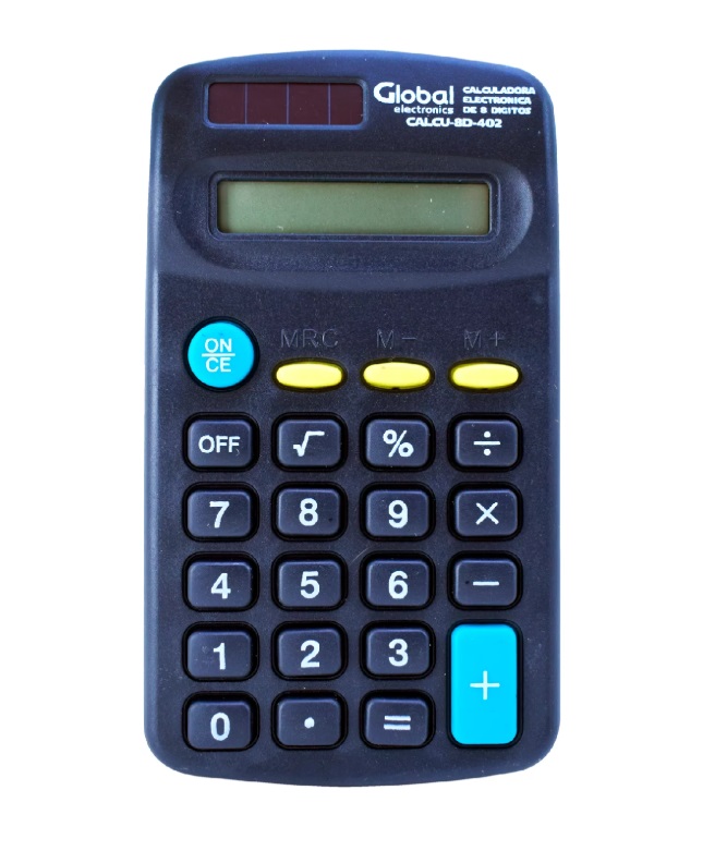 Calculadora de 8 digitos Global Negra de Bolsillo Plastica (CALCU-8D-402)