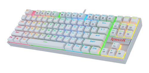 Teclado USB Gamer Mecanico Redragon K552 Kumara Blanco RGB (K552W-RGB) Switch Rojo