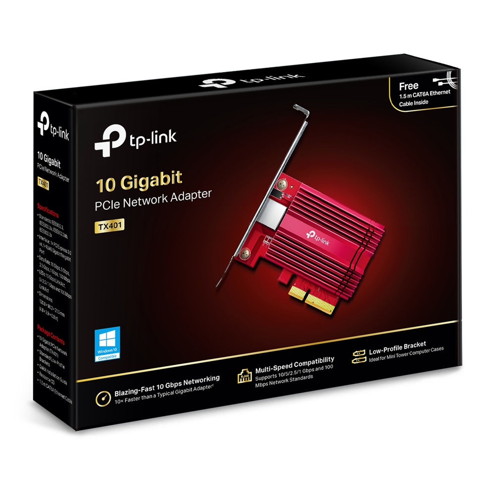 Placa de Red Pci-e 10 Gbps TP-Link Cat6A + Cable 1.5 Mts. (TX401)
