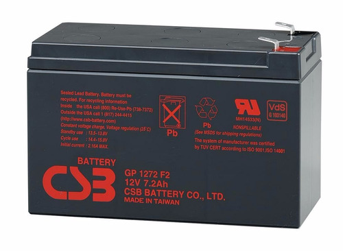 Batería de plomo ácido sellada de 12V, 7.2A CSB (GP1272F2)