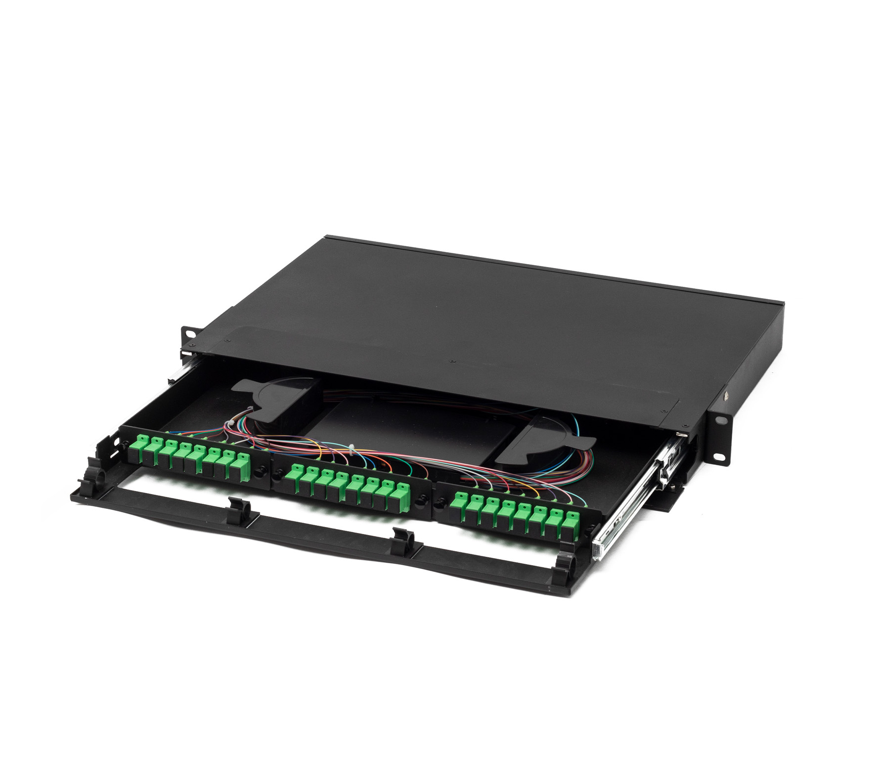 Bandeja P/Rack Fibra Optica C/Adap. SC/APC y PIGTAIL (GLC-BANFO-SCAPC-001)