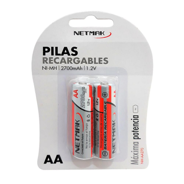 Pila Recargable Blister X2 AA 2700mAh 1.2v Netmak (NM-AA270)