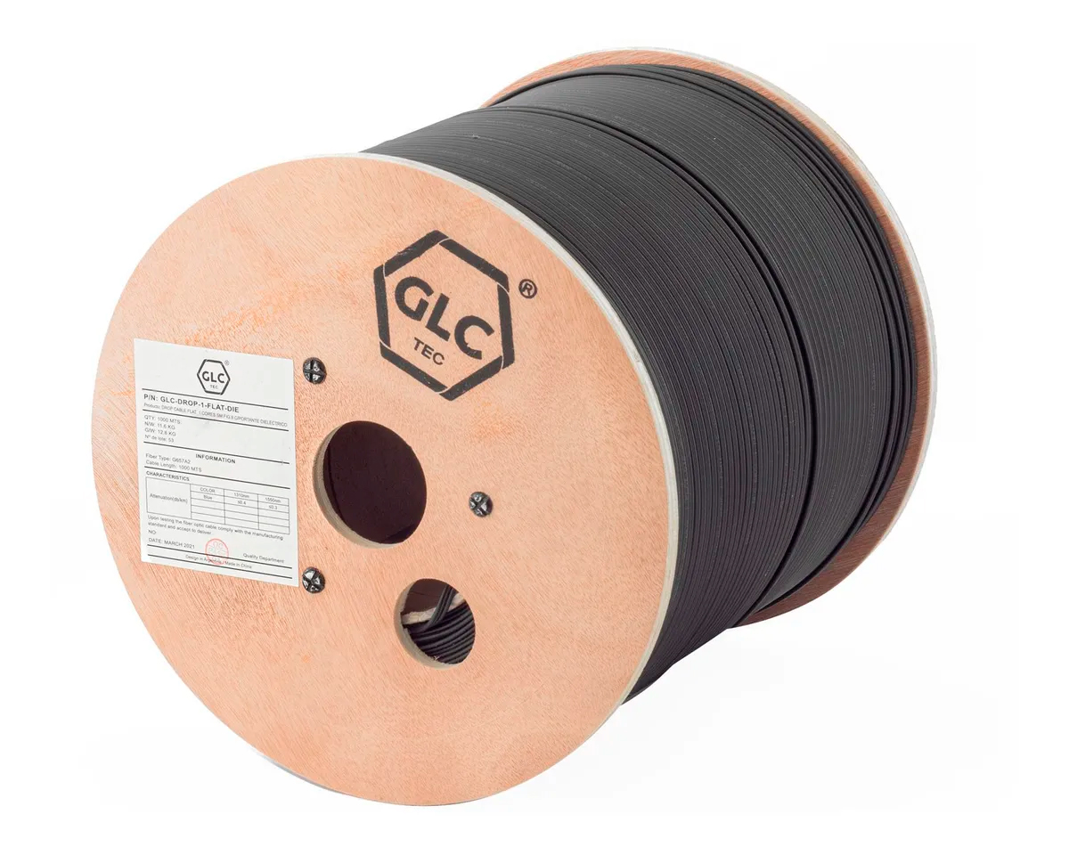 Drop Cable Flat 1 Cores SM FIG.8 C/Portante de Acero x1000mts (GLC-DROP-1-FLAT-AC)