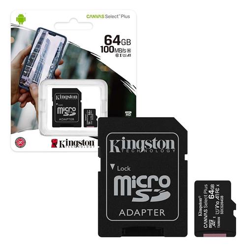 Memoria Micro SD 64 Gb Clase 10 Kingston 100 MB/s (SDCS2/64GB) Canvas Select Plus