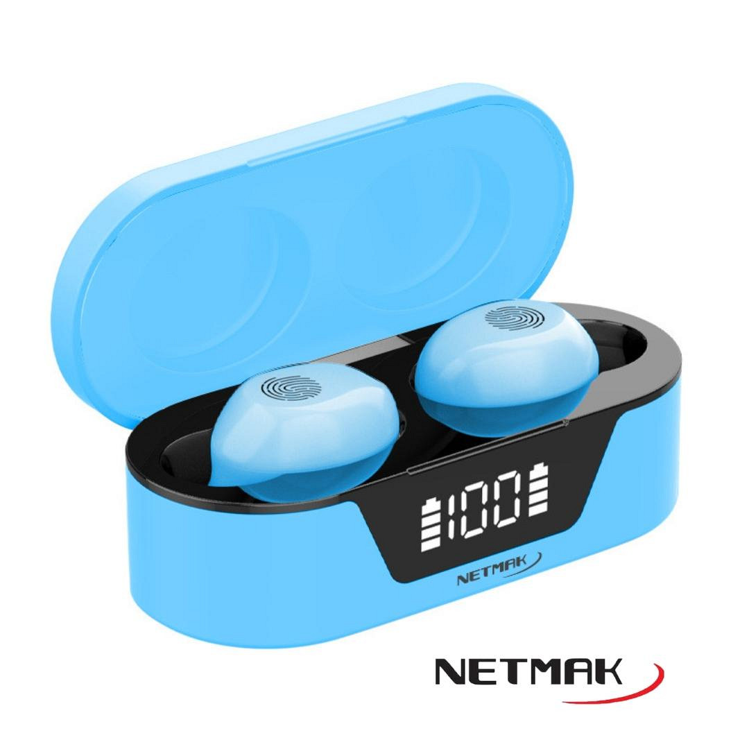 Auricular Bluetooth Touch c/Display Netmak (NM-BIZA-B) Azul