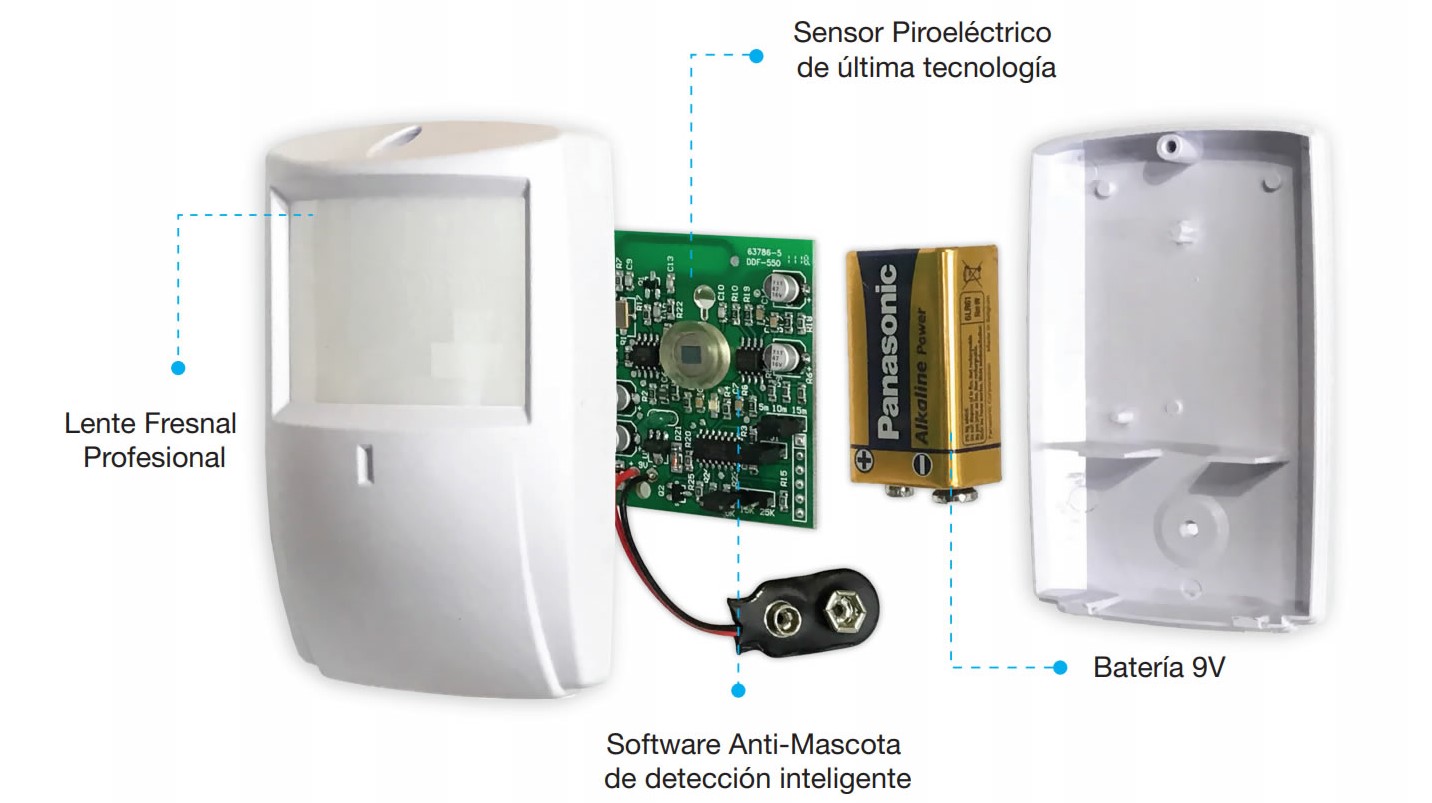 Sensor PIR Inalámbrico para Alarmas Marshall Iris Pet RF