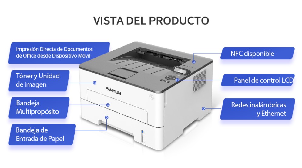 Impresora Pantum P3010DW Laser Monocromatica Wifi