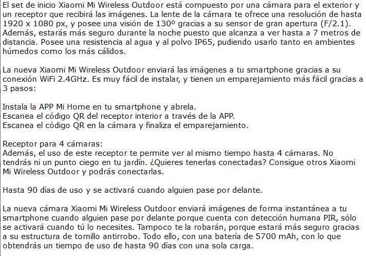 Conjunto de cámara de seguridad exterior inalámbrica Xiaomi Mi 1080p (BHR4435GL)