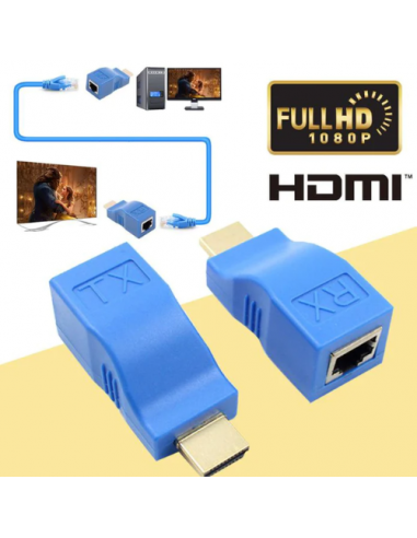 Extensor de HDMI Por Cable UTP Hasta 30 Mts Generico (HDMI-RJ45-AZ)