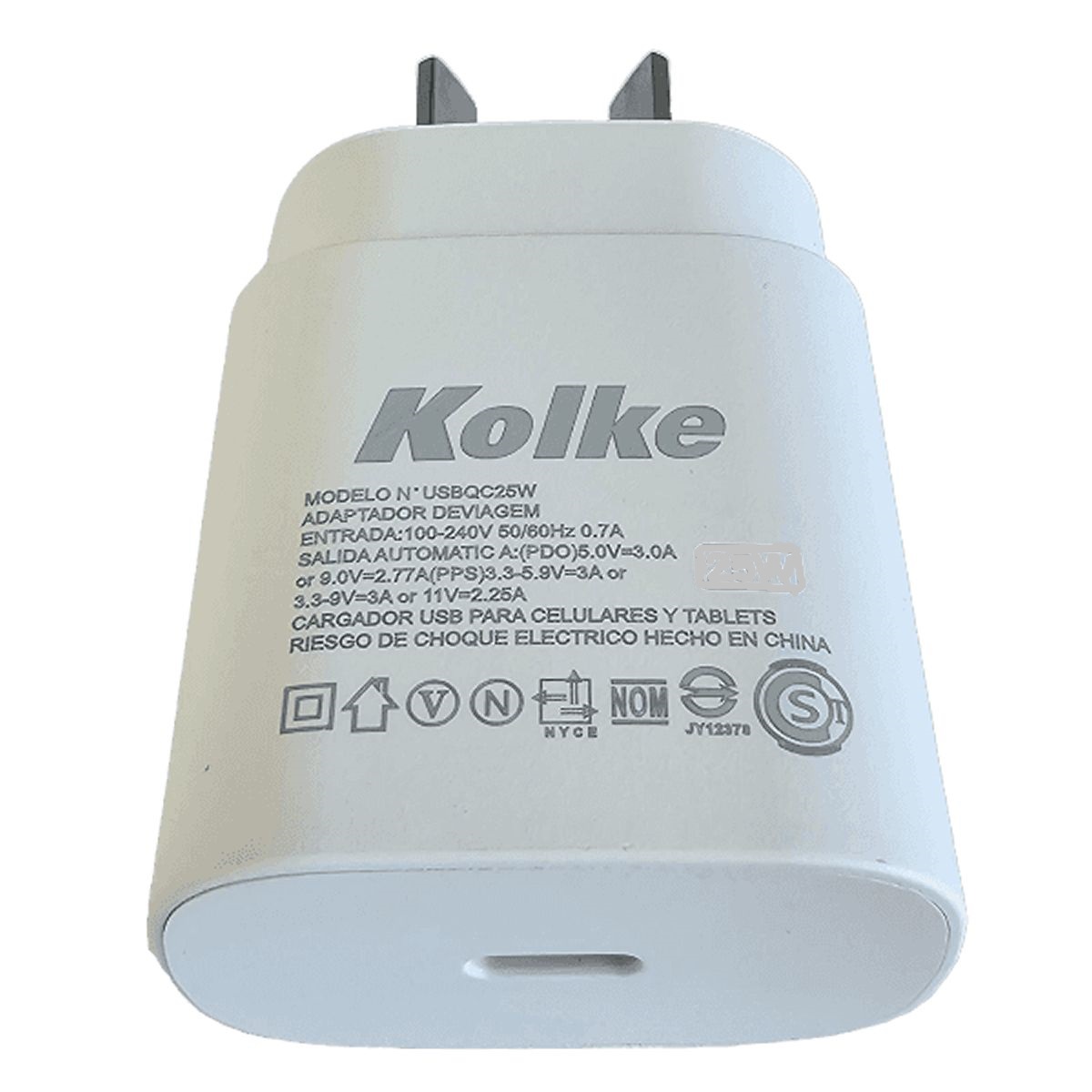 Cargador USB-C 220V Carga Rapida 30w Kolke Blanco (KCR-648) 630441