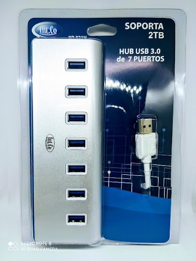 Hub USB 3.0 7 Puertos Aluminio Int.Co (KQ 021H) Soporta 2TB