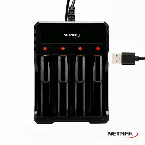 Cargador Usb Para 4 Pilas AA/AAA Netmak (NM-CH5)