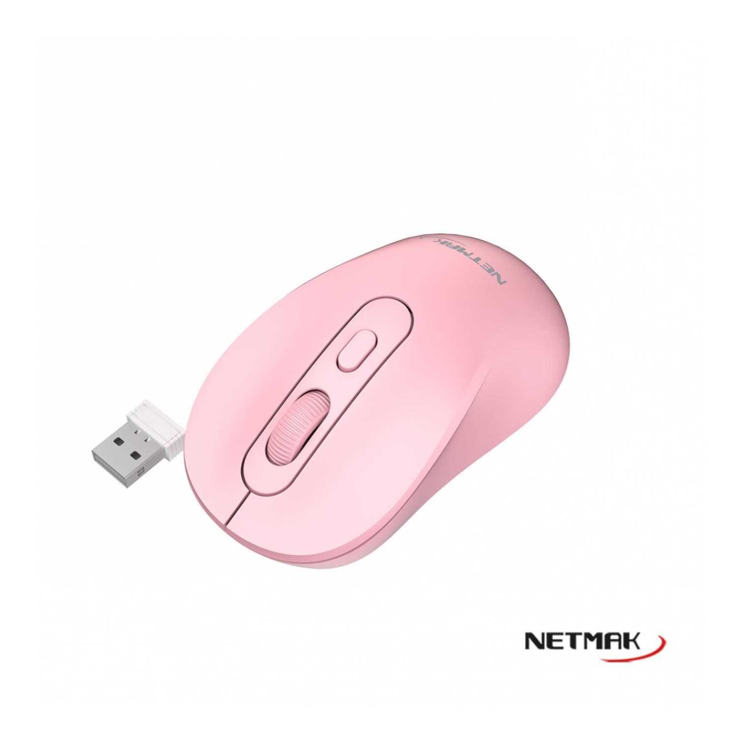 Mouse Inalambrico Optimize Netmak Bateria recargable (NM-M640-P) Rosa