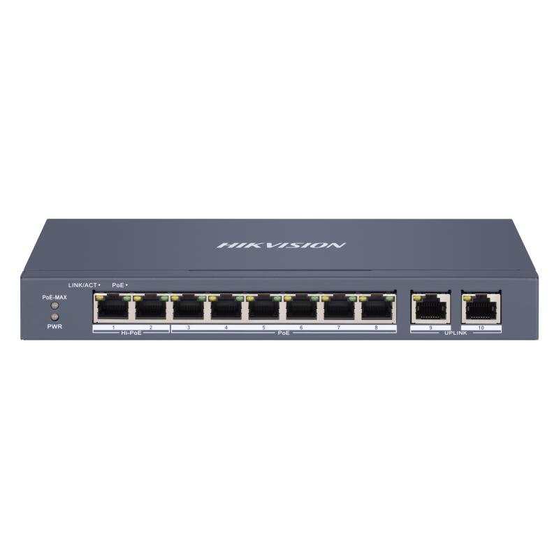 Swicht 8 Puerto +2 Hikvision (DS-3E1310HP-EI)