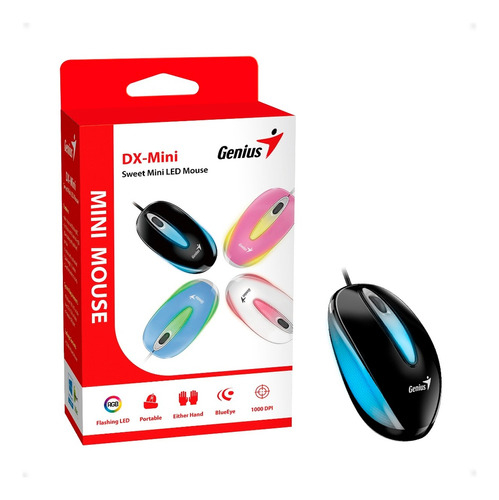 Mouse Genius Usb DX-mini with Flashing Led (31010025400) Negro