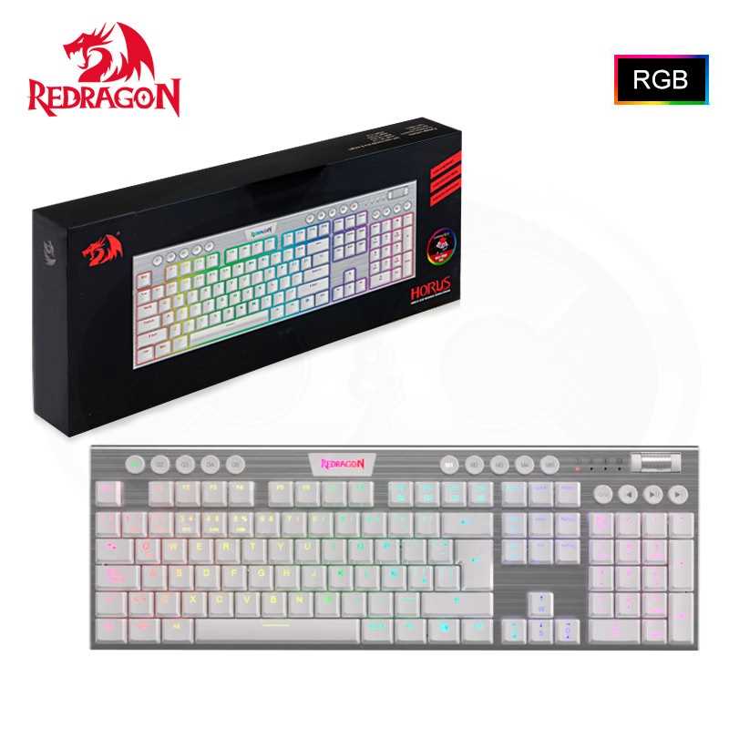 Teclado Gamer Redragon Horus Inalambrico White (K618W-RGB SP-RED) Switch Red