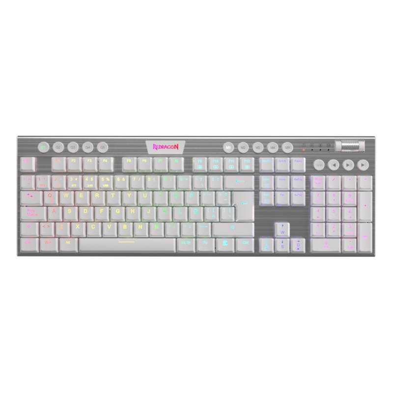 Teclado Gamer Redragon Horus Inalambrico White (K619W-RGB SP-RED) Switch Red