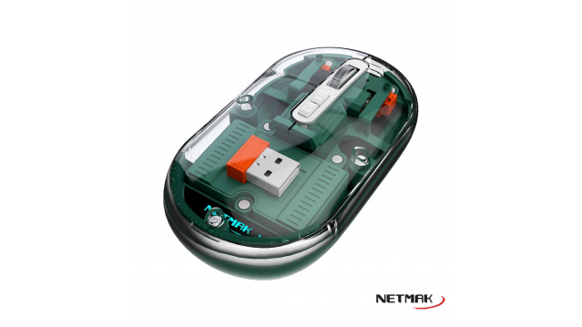 Mouse Inalambrico Transparente 2.4Ghz/Bt5.0 Verde (NM-M670-G)