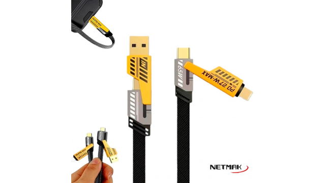 Cable 4en1 Tiop C + USB + Lightning Netmak (NM-123)