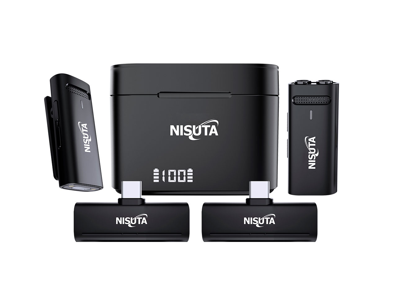 Microfono Inalambrico Doble 2.4Ghz con Doble Recepto USB-C Nisuta (NSMICW4)