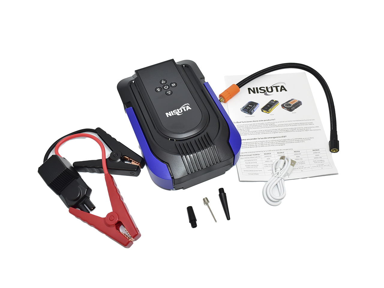 Arrancador de Motores con Compresor de Aire 12000mAh Nisuta (NSJSA12)