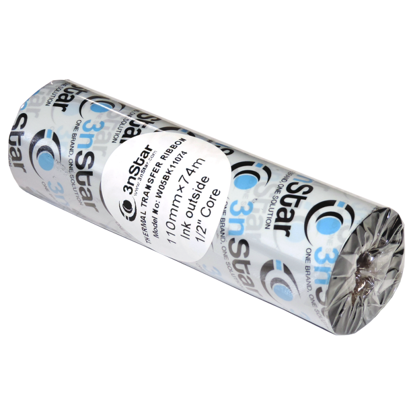 Cinta de Transferencia Termica Cera 110mm x 74mts 3nStar (W05BK11074)