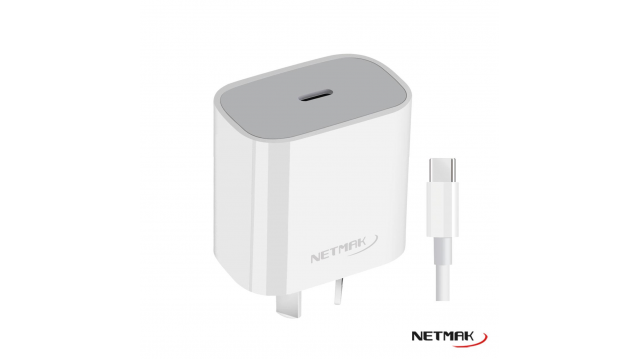 Cargador Usb-C Pd 20w con Cable Tipo-C Netmak (NM-CP8)