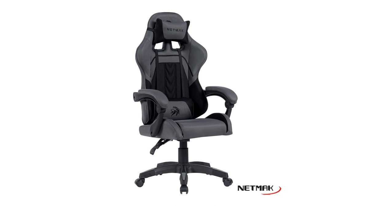 Silla Gamer Netmak Tela Negra-Gris (NM-SG902)