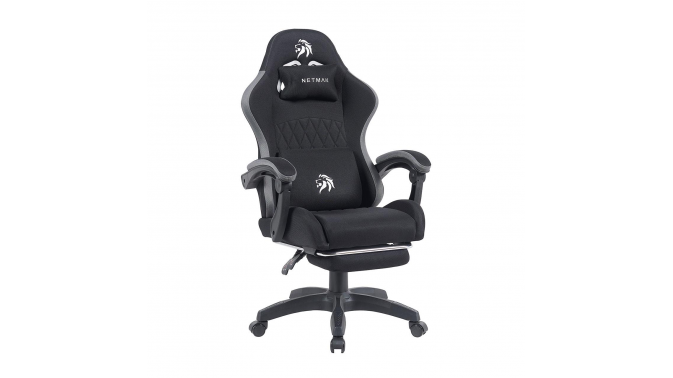 Silla Gamer Netmak Tela Negra C/Apoyapies (NM-SG904)