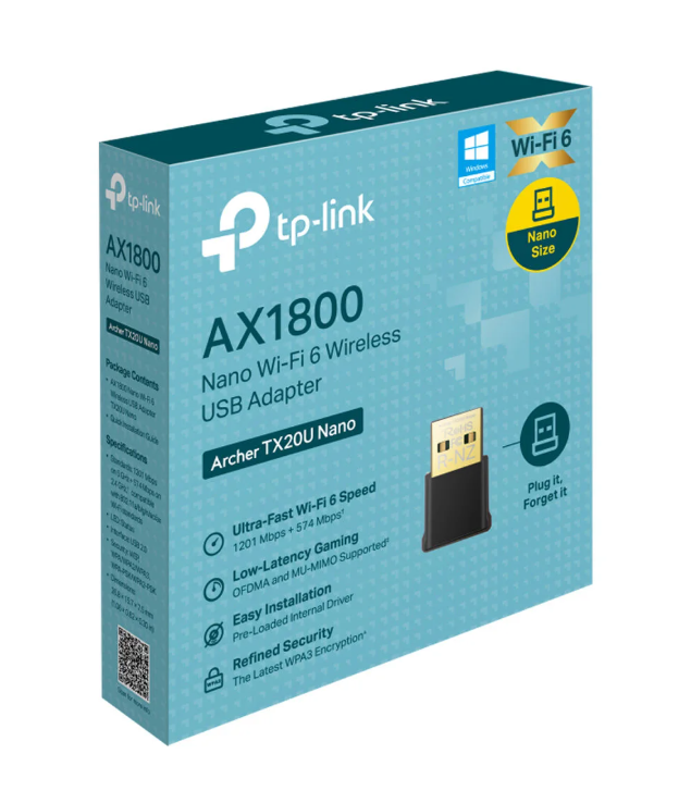 Red USB 3.0 TP-LINK Adapter AX1800 Wi-Fi 6 (Archer TX20U Nano)