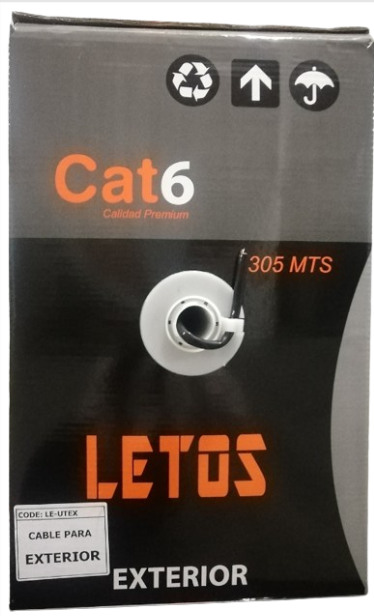 Cable UTP Letos Exterior Cat6e X 305 Mts (LE-CA6e)