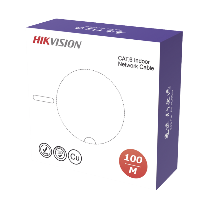 Cable UTP Hikvision Int-Ext Cat6e X 100 Mts (DS-1LN6USC0-100) Blanco