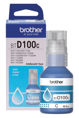 Botella Tinta Brother X 48.8 Ml Cian BTD100C