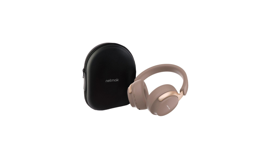 Auricular Bluetooth Tipo Vincha con Estuche Netmak (NM-ULTRA-G) Beige