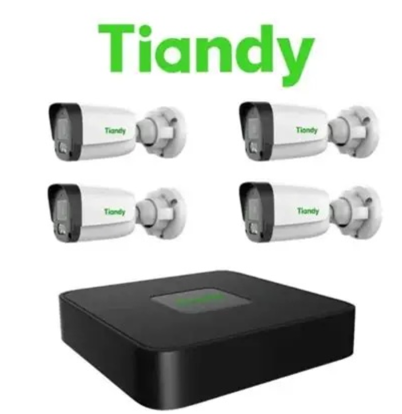 KIT 1 NVR POE Tiandy TC-R3104/4 Cámaras Tiandy TC-C321N Metalica/Plastica