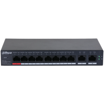 Switch 10 Puertos 8 PoE Dahua (DH-CS4010-8ET-110) COM FUENTE