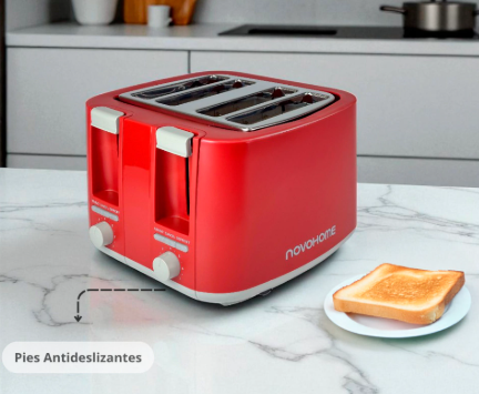 NOVOHOME Tostadora 4 Bahias Roja (NH-TO040R)