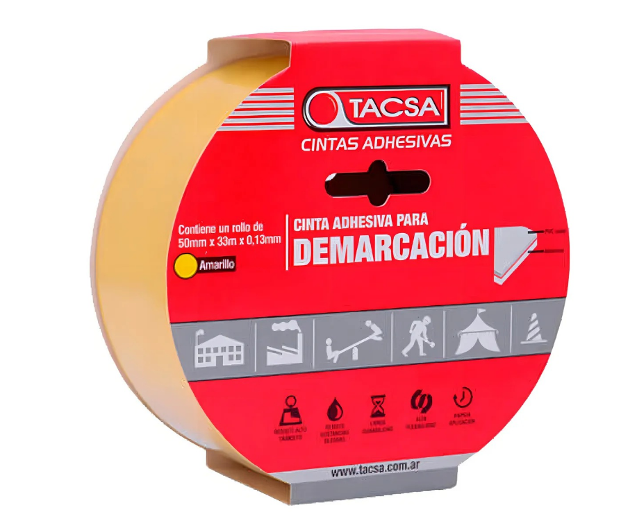 Cinta Adhesiva de Demarcación Tacsa 50mm x 33mts Amarillo PVC