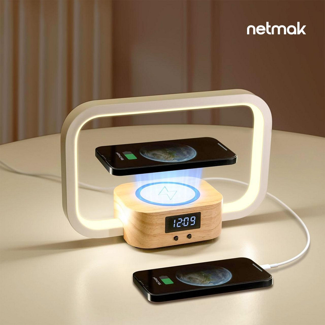 Velador Reloj Led con Carga Inlambrica Netmak (NM-LUMINA)