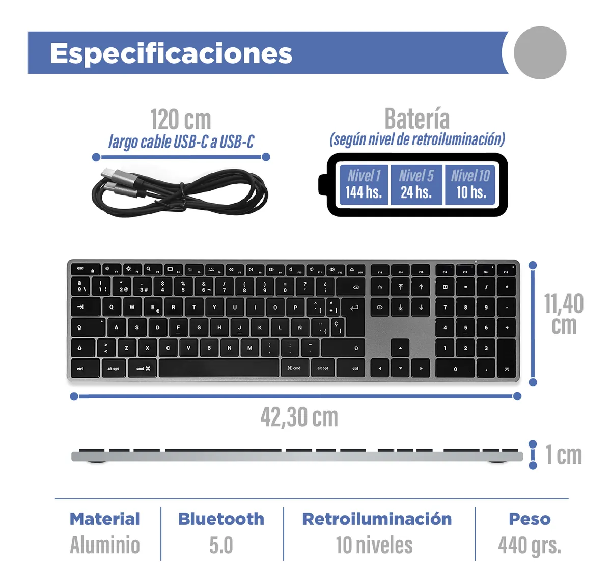 Teclado retroiluminado Bluetooth Slim X3 Satechi P/Mac (ST-BTSX3M-ES)