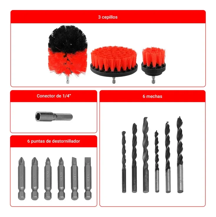 Set de Accesorios NAPPO para Taladro 16PCS (NHC-185) 630460