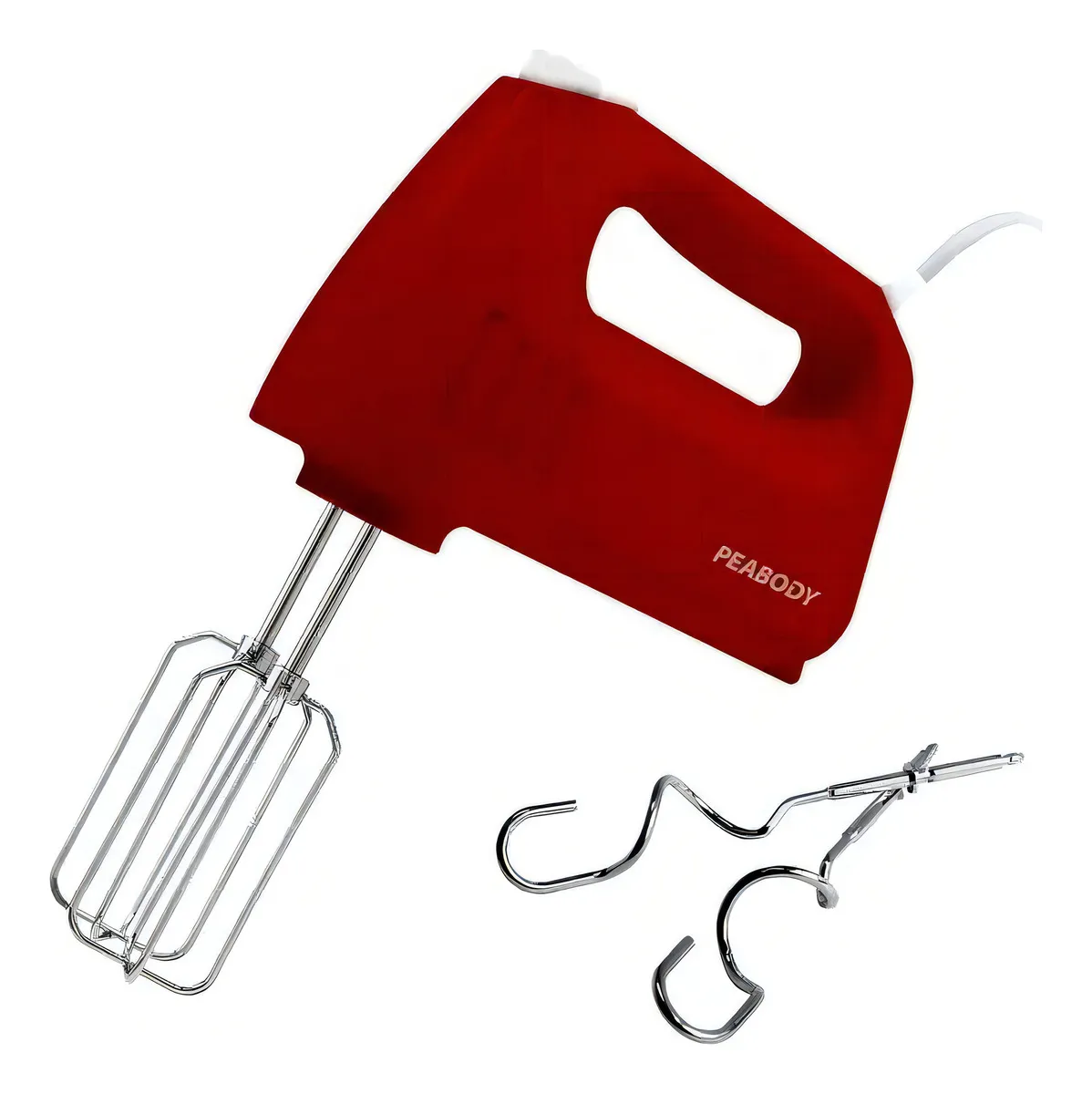 Batidora de Mano 4 Vel + Turbo con Base Porta Accesorios Peabody 300W ROJA (PE-HMA550R)