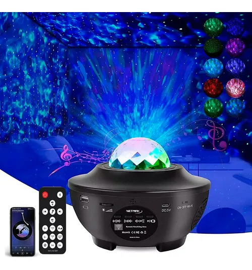 Velador Proyector Con Parlante Bluetooth Netmak (NM-502)