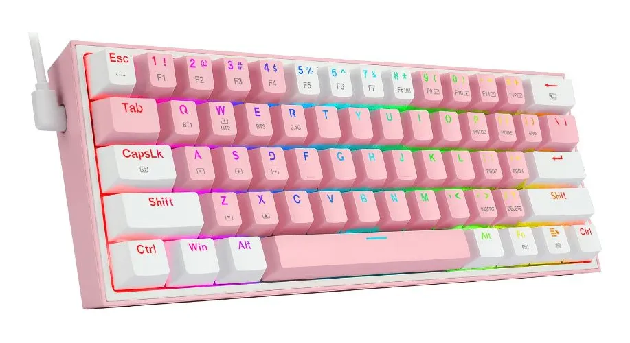 Teclado Gamer Redragon Fizz Pro Rosa-Blanco (K616-RGB PW-SP)