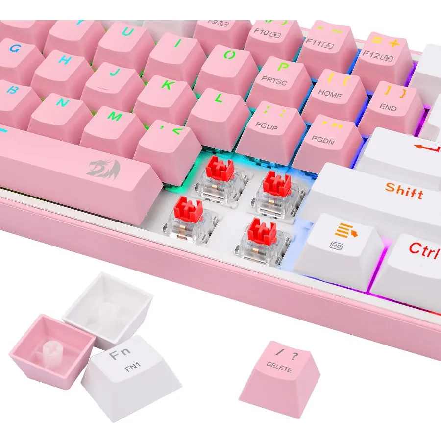 Teclado Gamer Redragon Fizz Pro Rosa-Blanco (K616-RGB PW-SP)