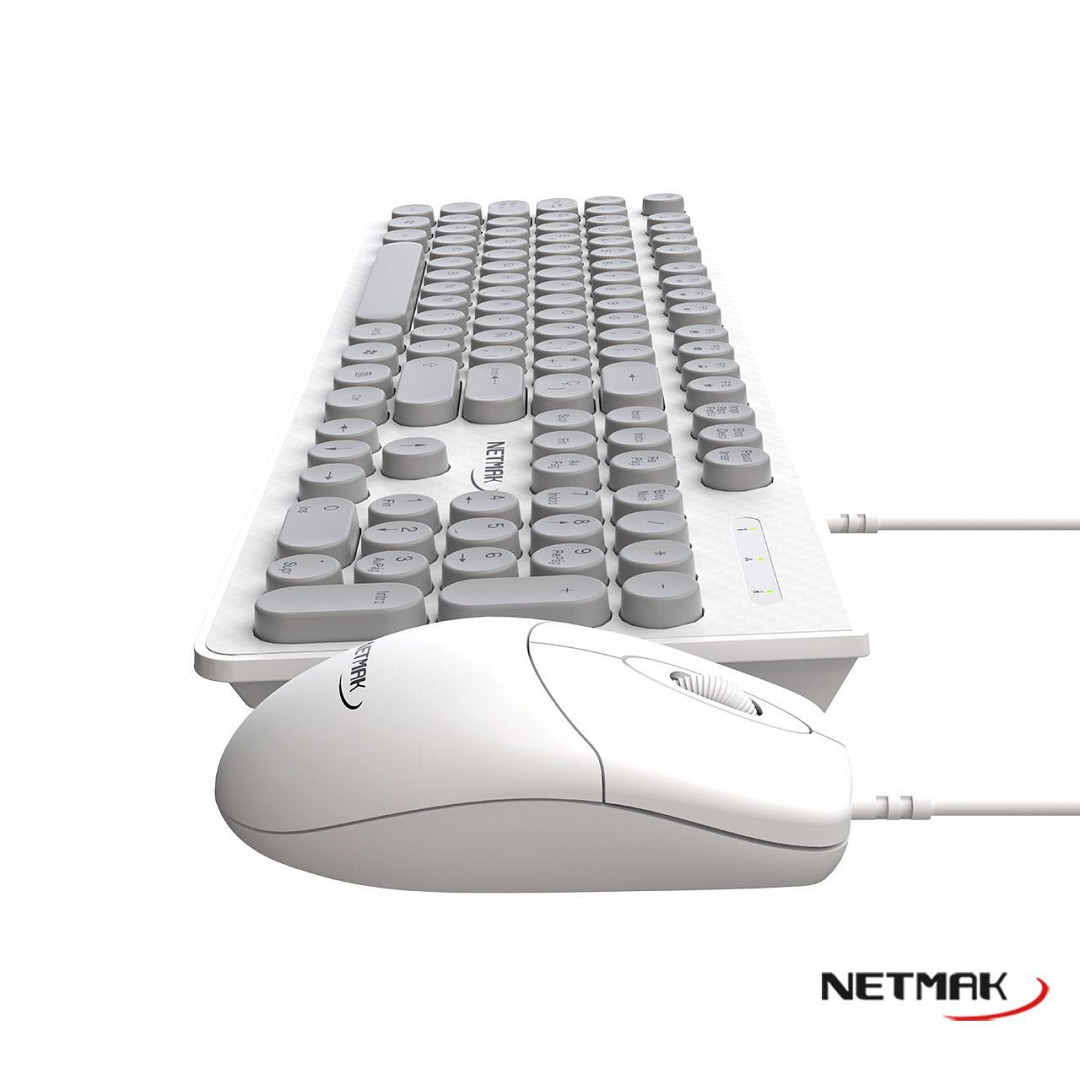 Teclado y Mouse USB Netmak (NM-KB258-W) BLANCO