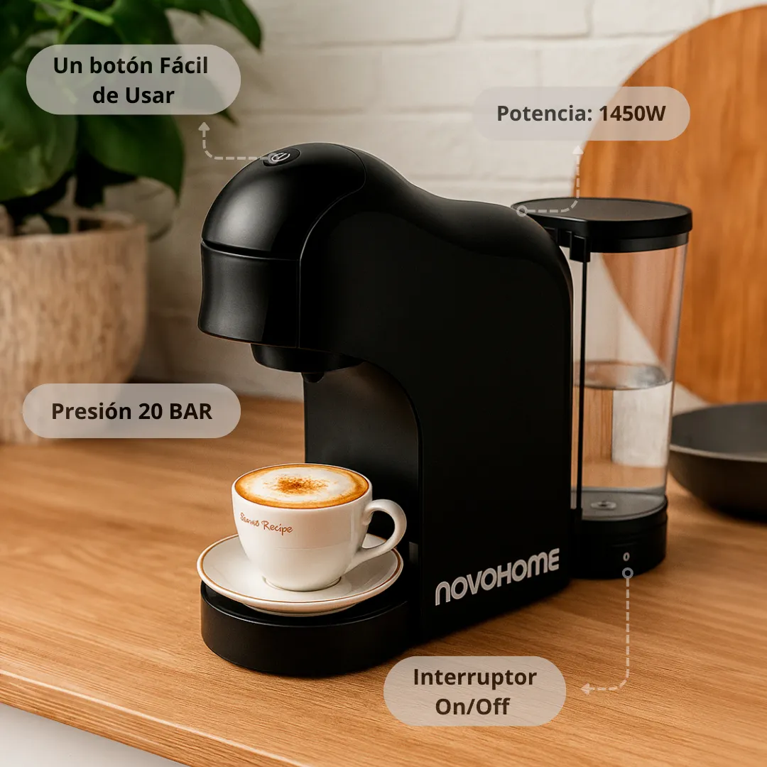 Cafetera Electrica NOVOHOME 1450w 0.85lts 20Bar (NH-CM 075)