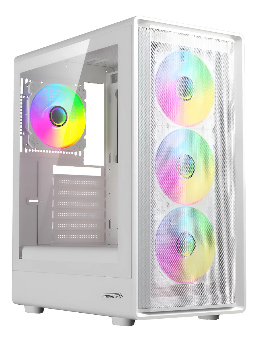 Gabinete Gamer Sentey M40 White Vidrio Templado/Lat/Front 4Fan ARGB (M40WHT-SF)