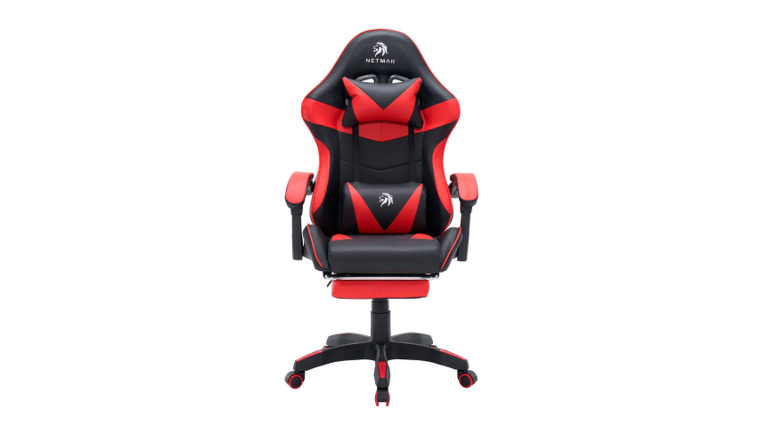 Silla Gamer Netmak Tela Negra/Roja C/Apoyapies (NM-SG905-R)