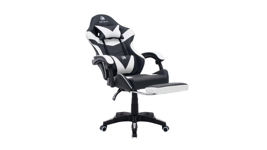 Silla Gamer Netmak Tela Negra C/Apoyapies y Masajeador (NM-SG907)